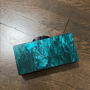 Tuckernuck Teal Swirl Clutch with Chain
